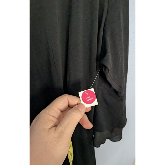 Westbound Woman Black 3X Flowy Tunic Top Ruffle Sleeves Sheer Accents - Picture 4 of 11